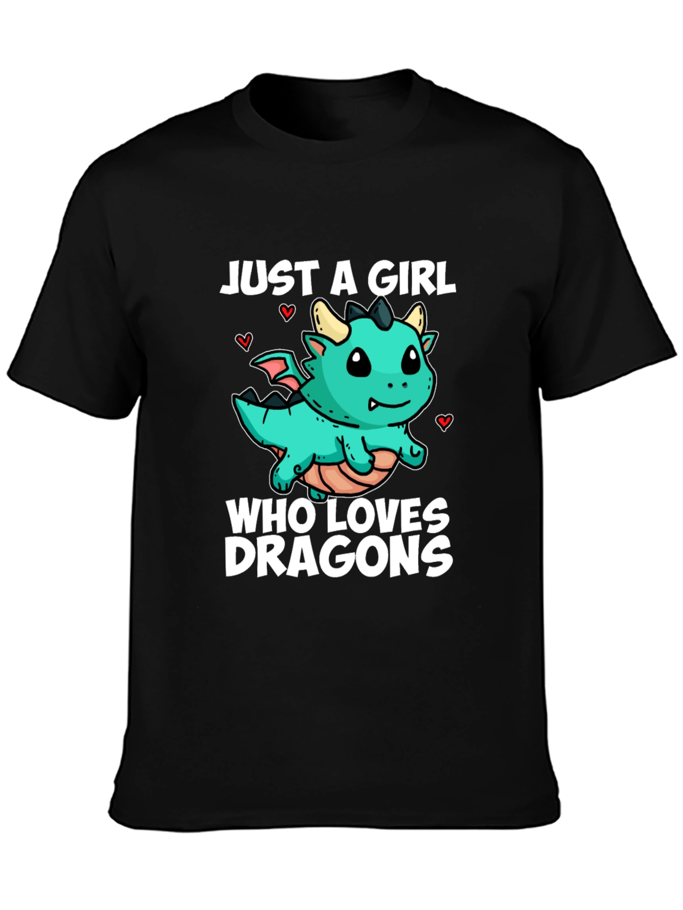 Black Girl Dragon Lover Black T-Shirt view 3