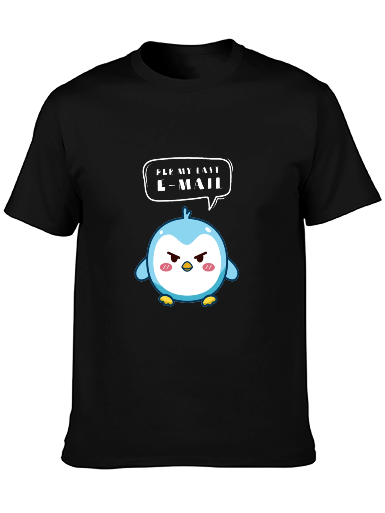 Black Angry Email Penguin Graphic T-Shirt view 3