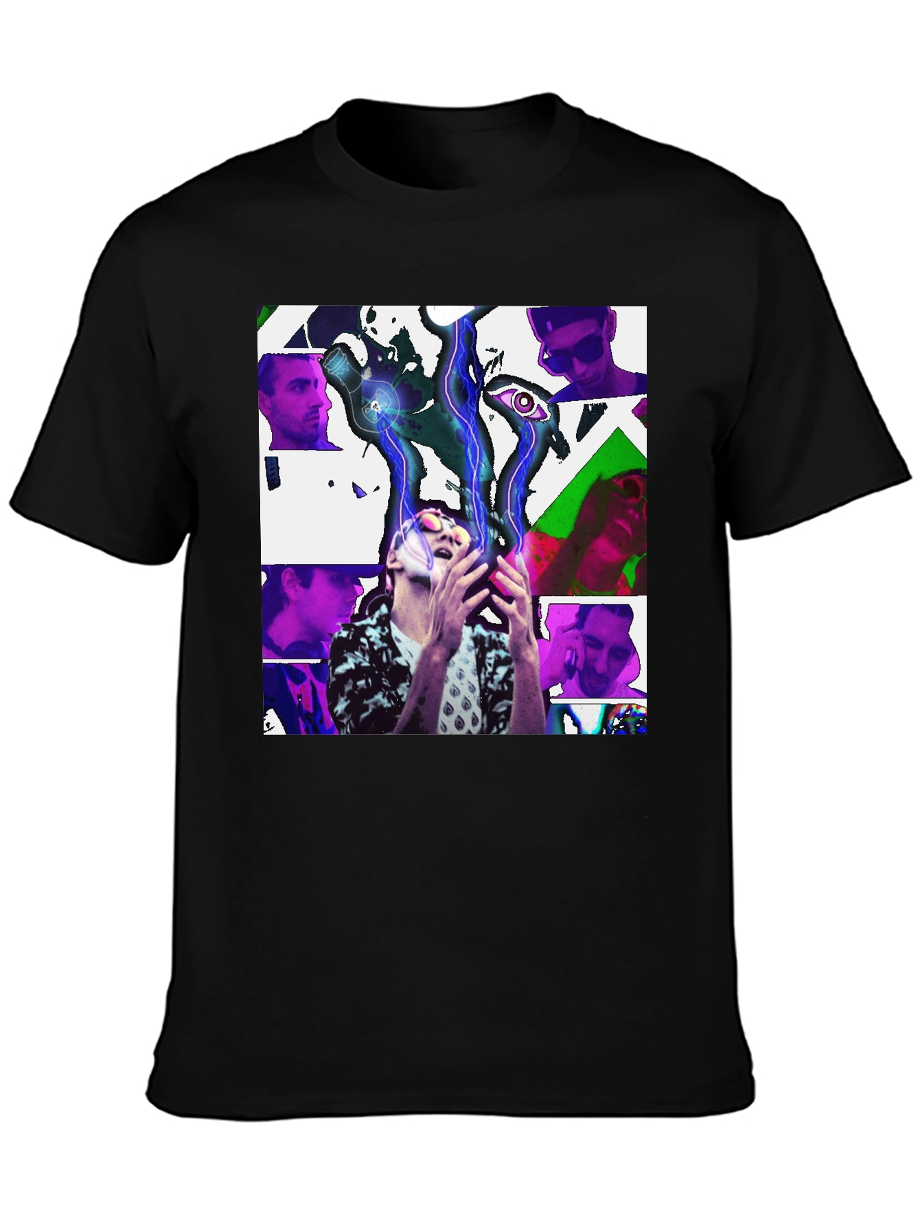 Black Abstract Art Print Black T-Shirt view 3