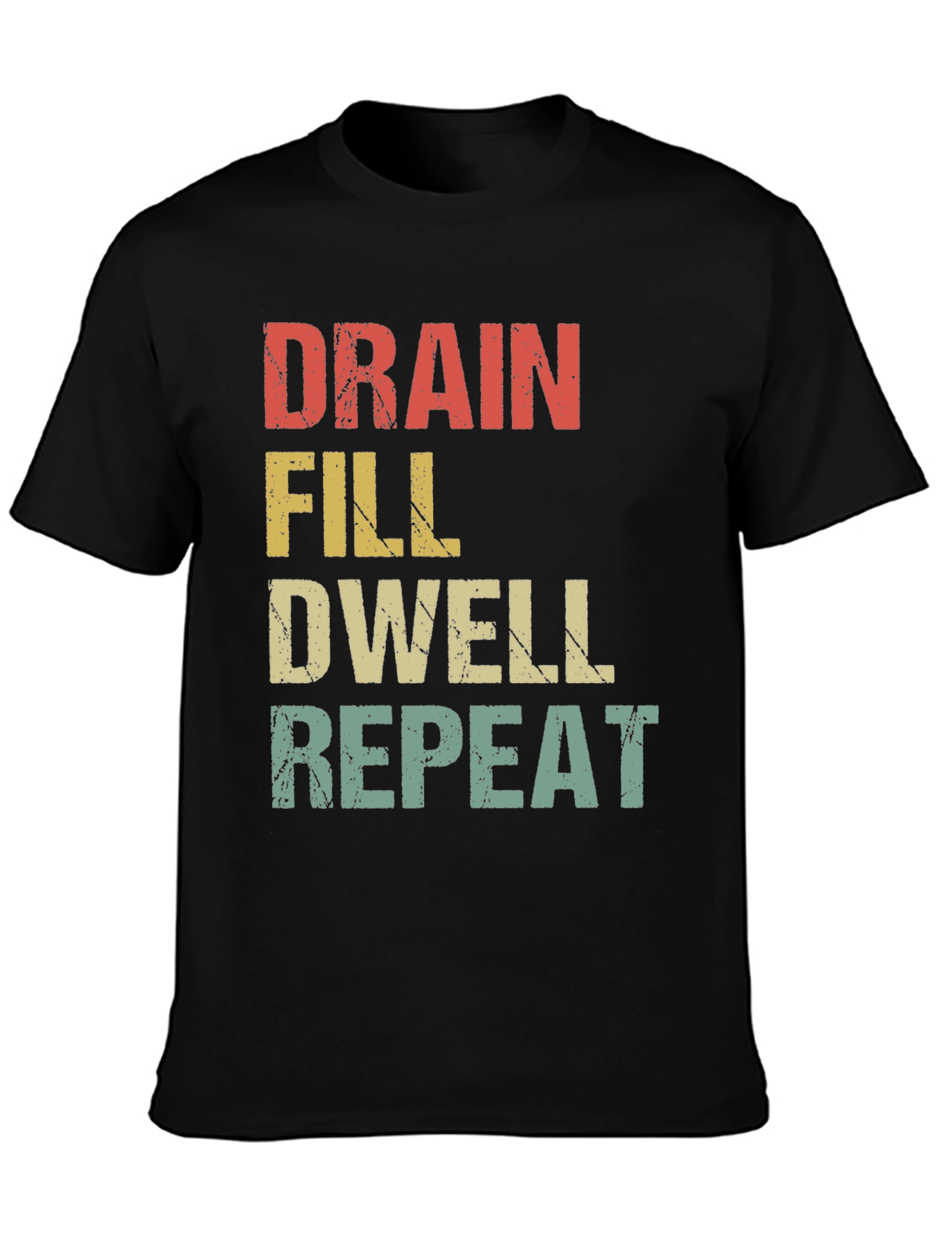 Black Drain, Fill, Dwell, Repeat Graphic T-Shirt view 3