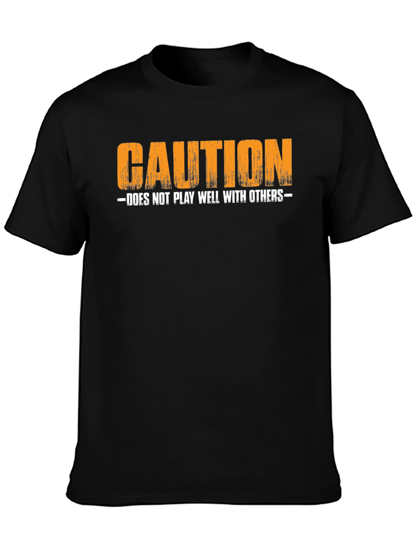 Black Caution: Does Not Play Well With Others T-Shirt view 3