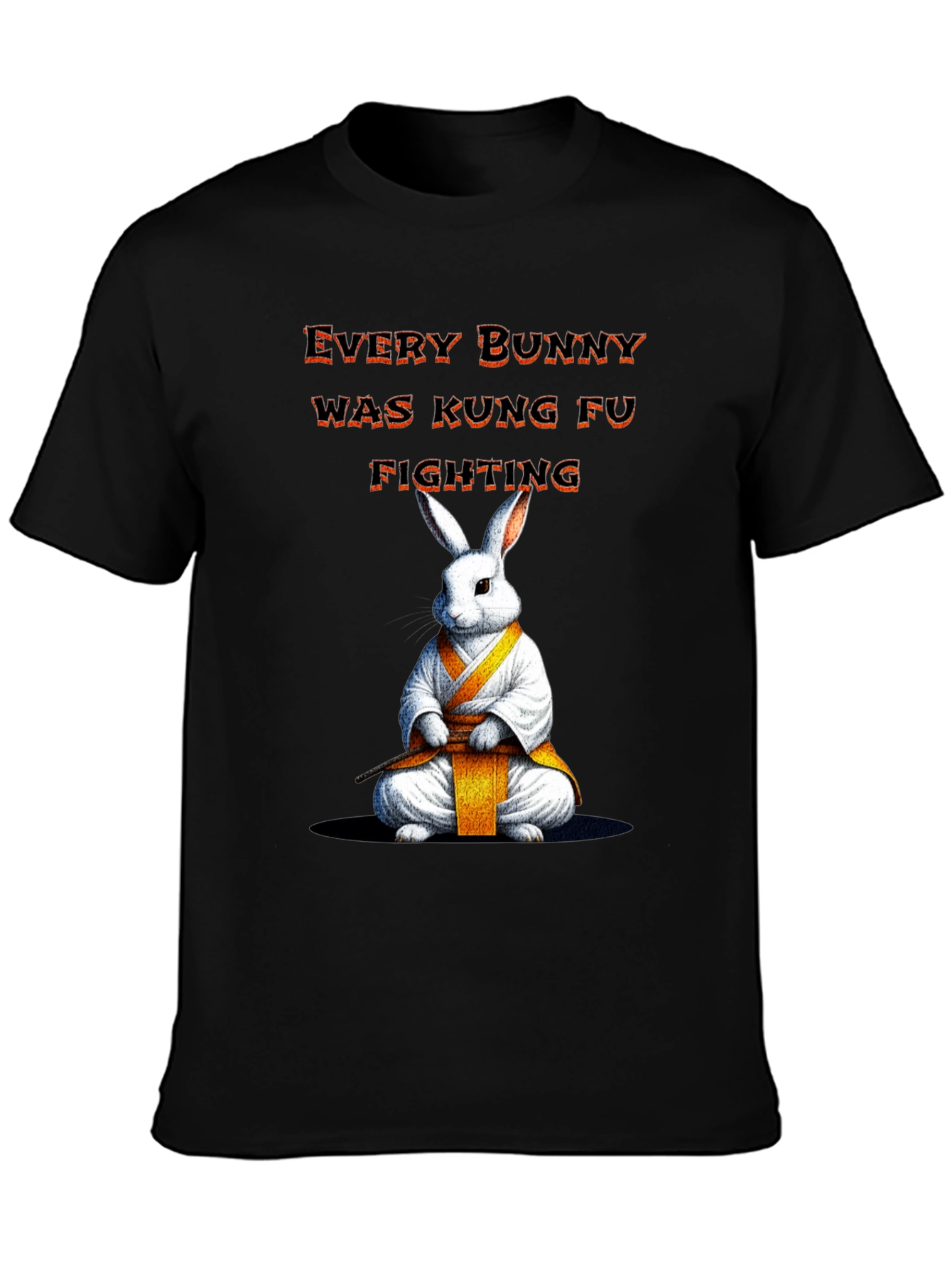 Black Kung Fu Bunny T-Shirt - Every Bunny Was Kung Fu Fighting view 3