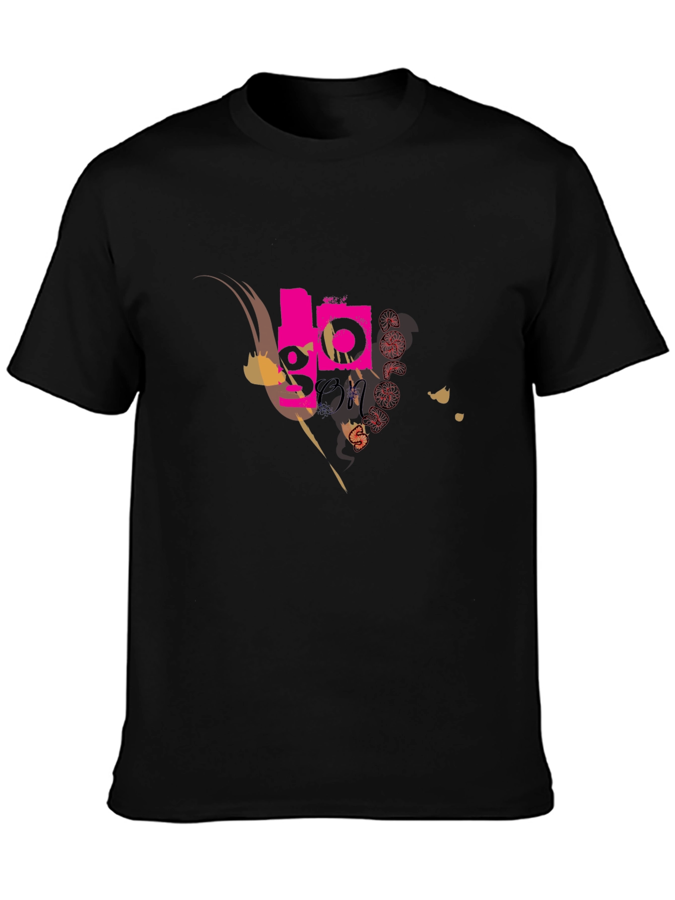 Black Abstract Graphic Print Black T-Shirt view 3