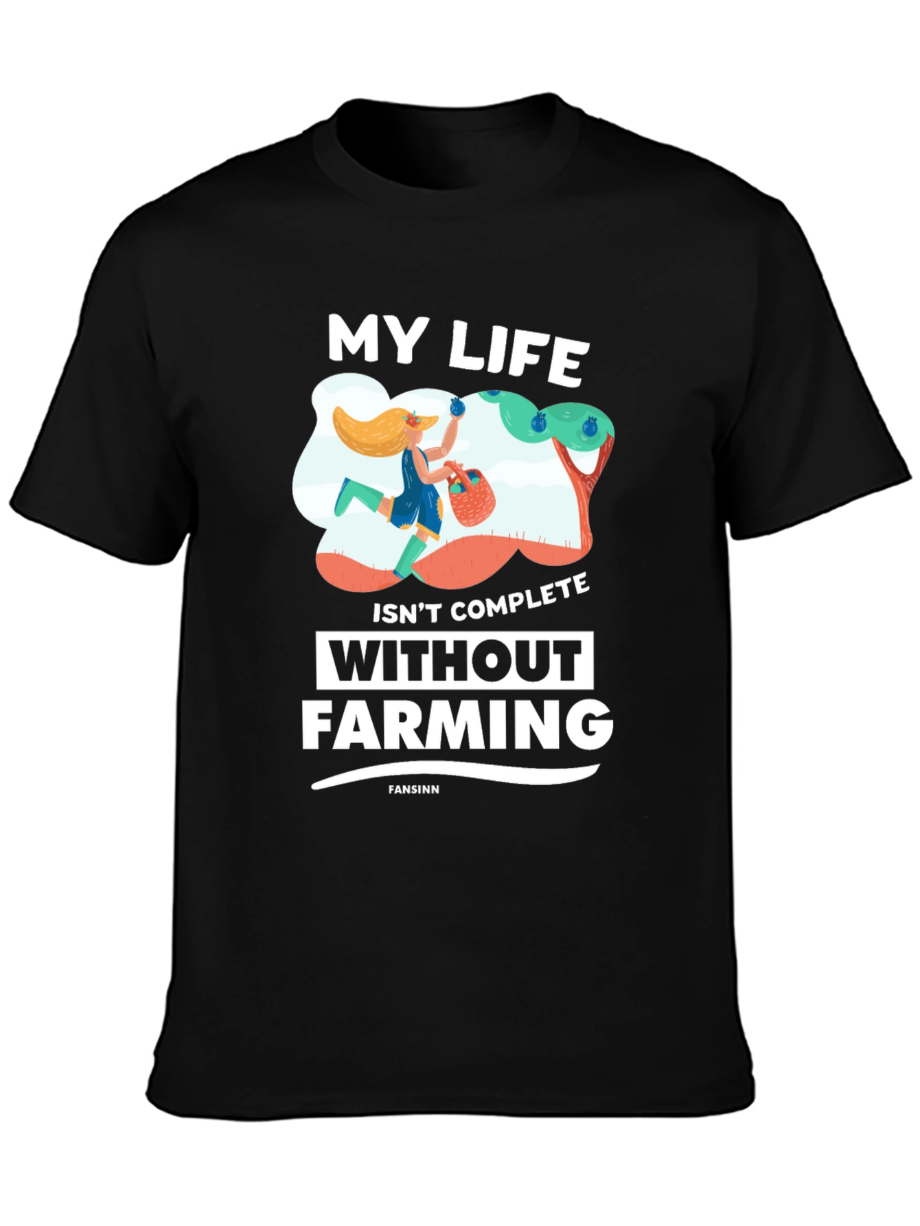 Black Farming Life T-Shirt - Gardener Gift view 3