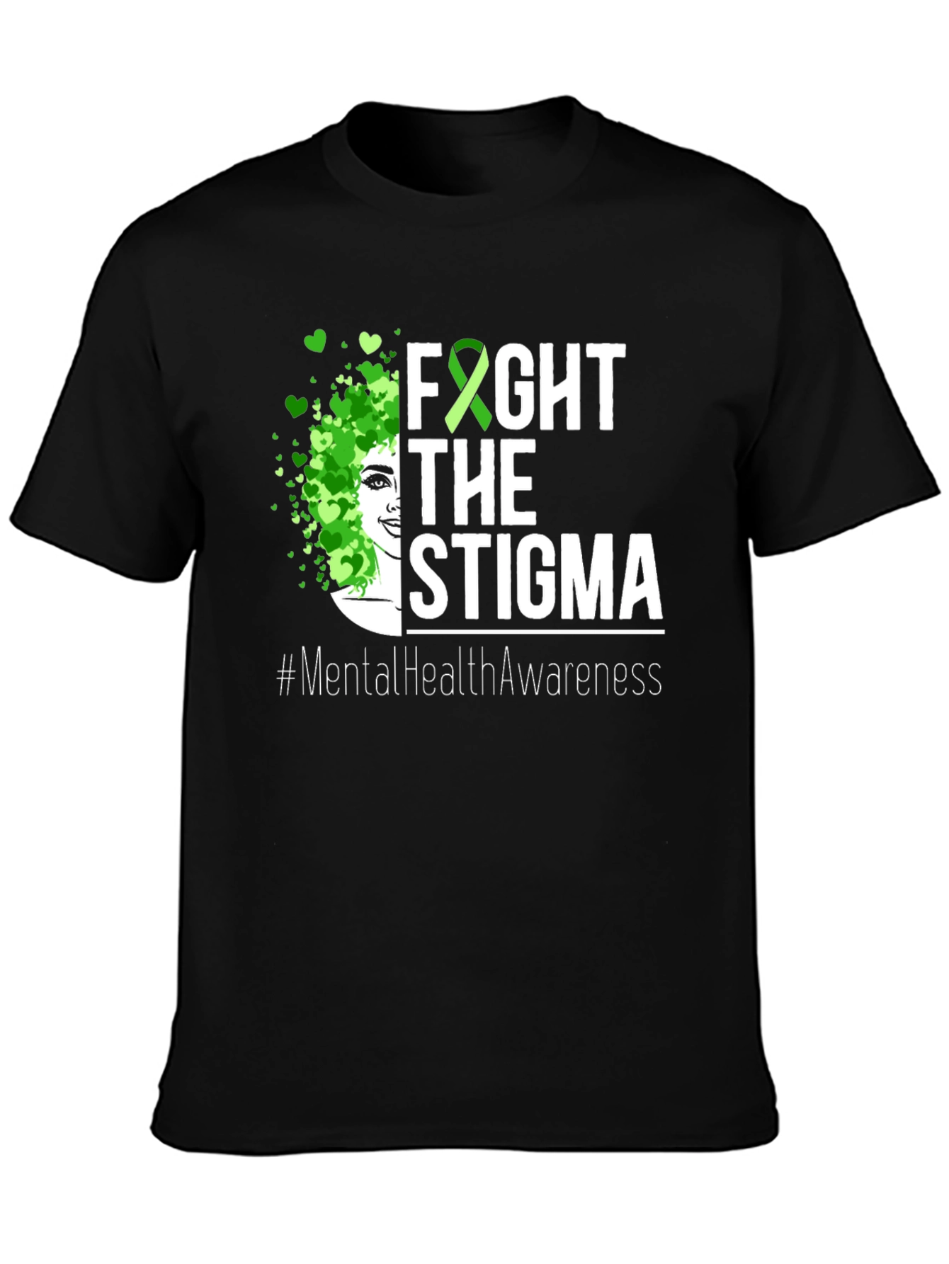 Black Fight the Stigma Mental Health Awareness Tee view 3