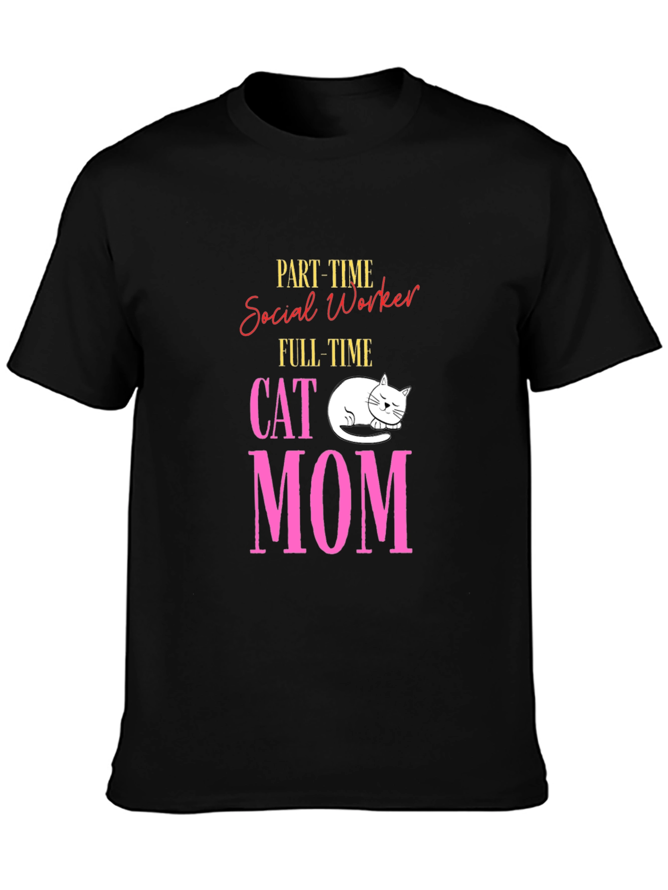 Black Social Worker Cat Mom T-Shirt view 3