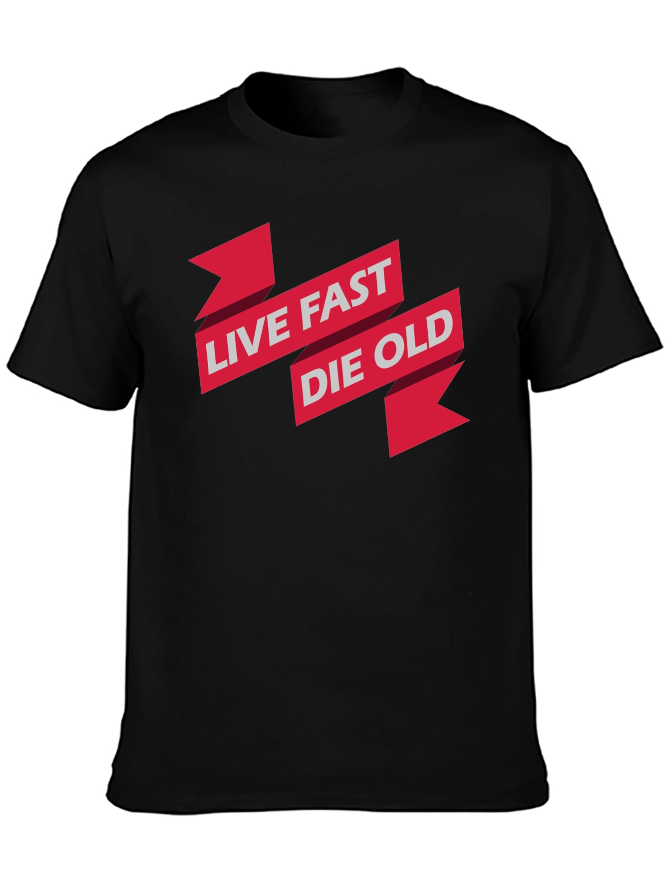 Black Live Fast Die Old Graphic Print Black T-Shirt view 3