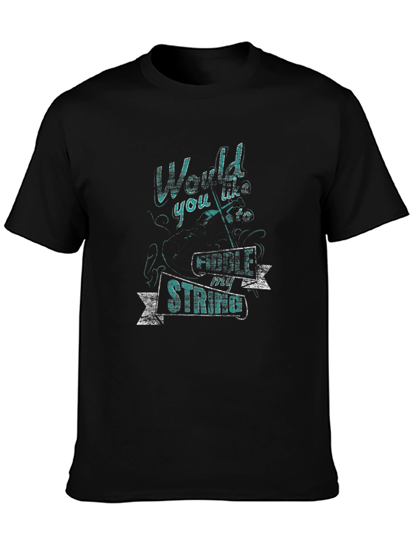 Black World You Like to Fiddle My Strings Black T-Shirt view 3