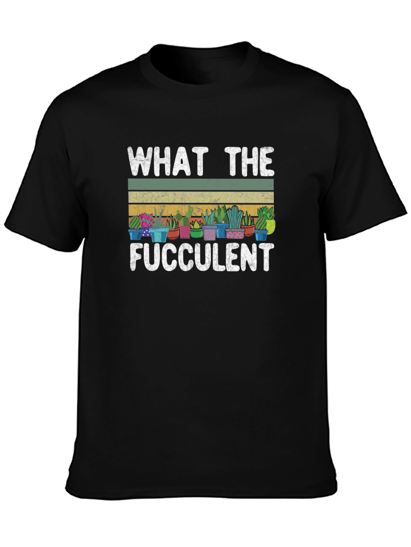 Black What The Fucculent T-Shirt - Funny Plant Lover Tee view 3
