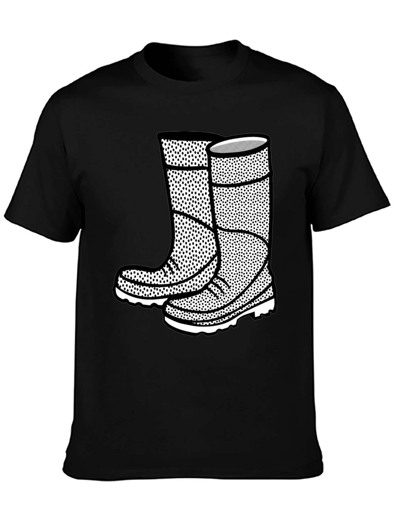 Black Graphic Tee: Rain Boots Design view 3