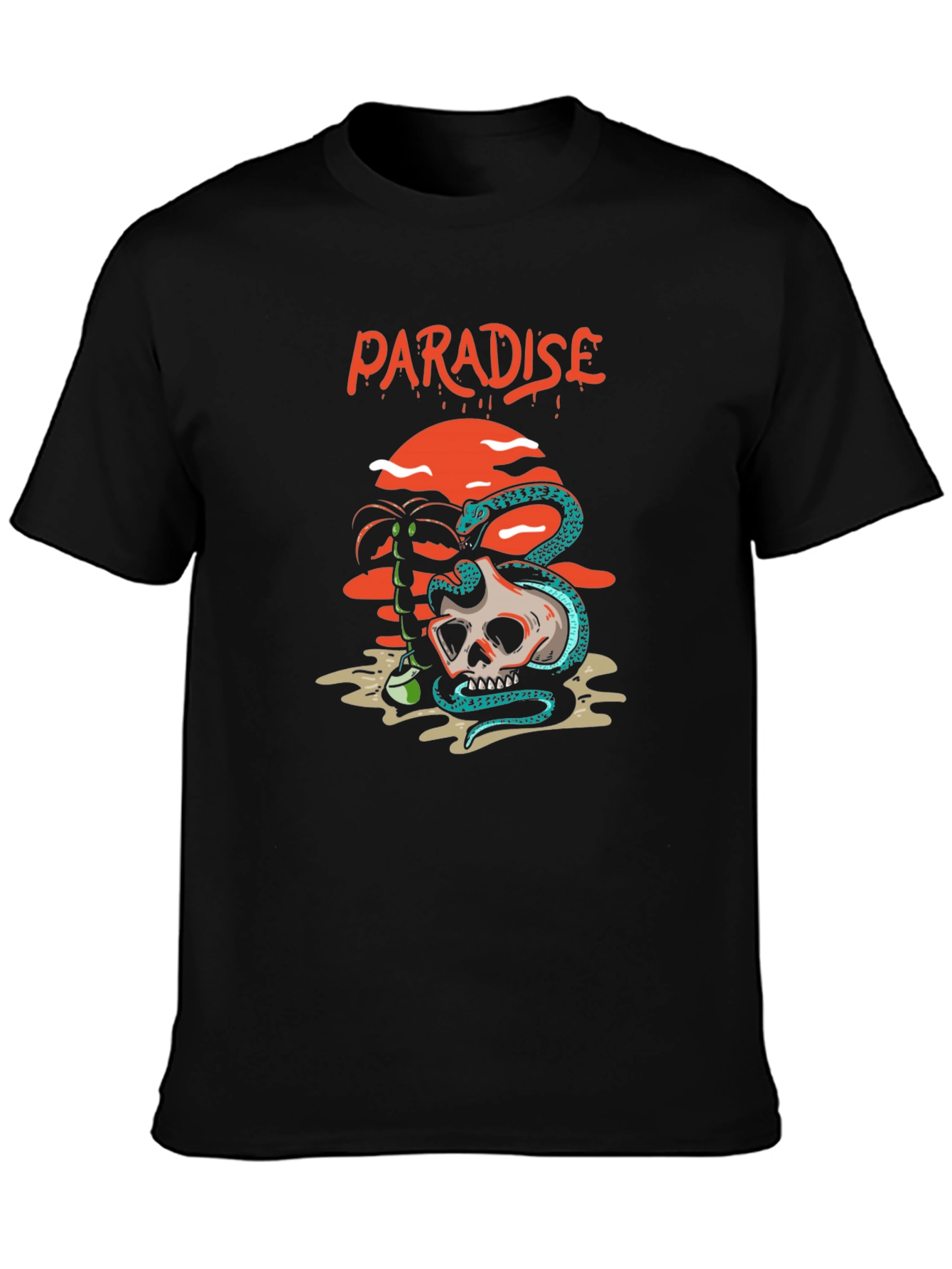 Black Paradise Skull & Snake Graphic Tee view 3
