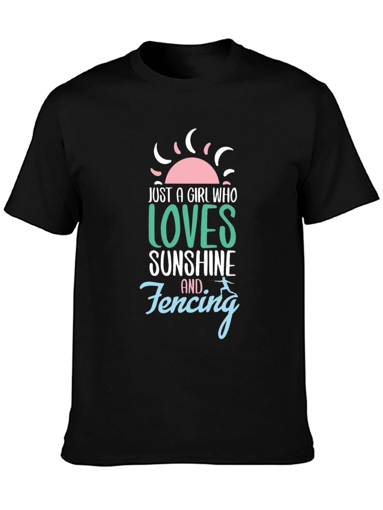 Black Just a Girl Who Loves Sunshine & Fencing T-Shirt view 3
