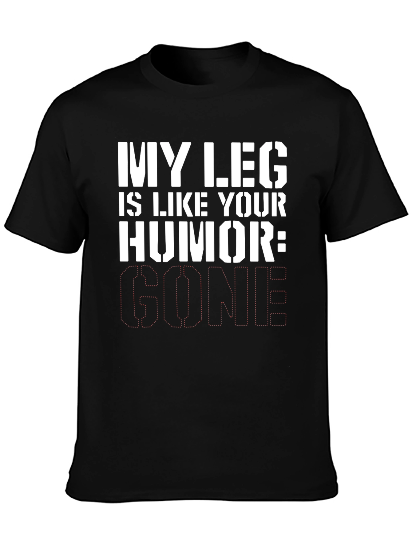 Black Humorous Leg Injury Graphic Tee view 3