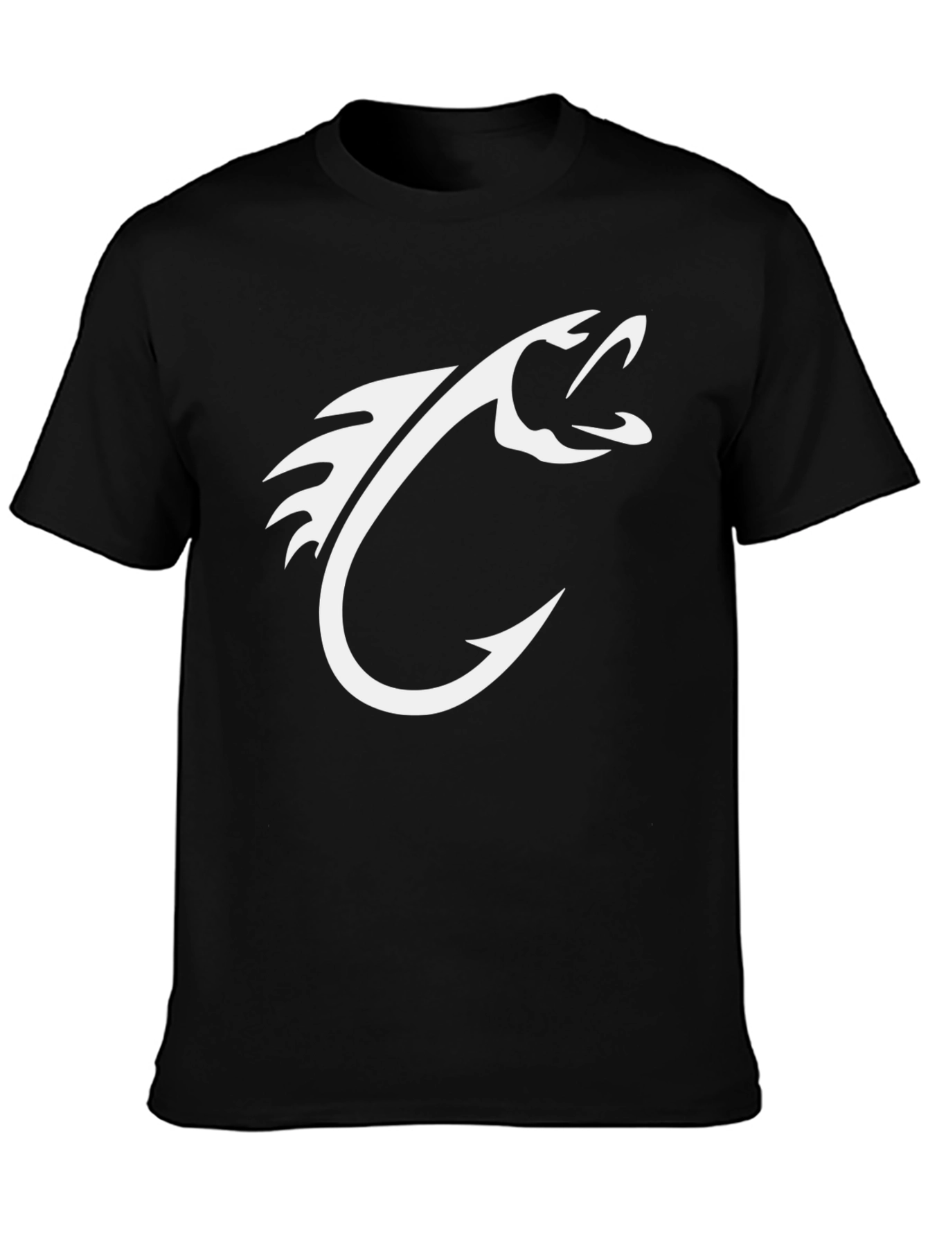 Black Fish Hook Graphic Tee - Black Cotton T-Shirt view 3
