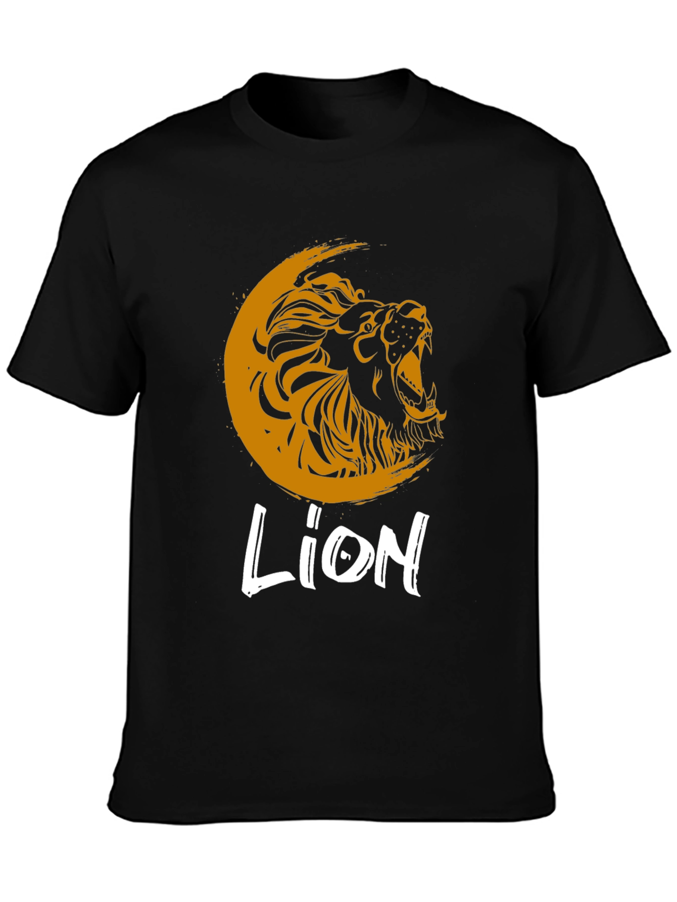 Black Lion Graphic Print Crew Neck T-Shirt view 3
