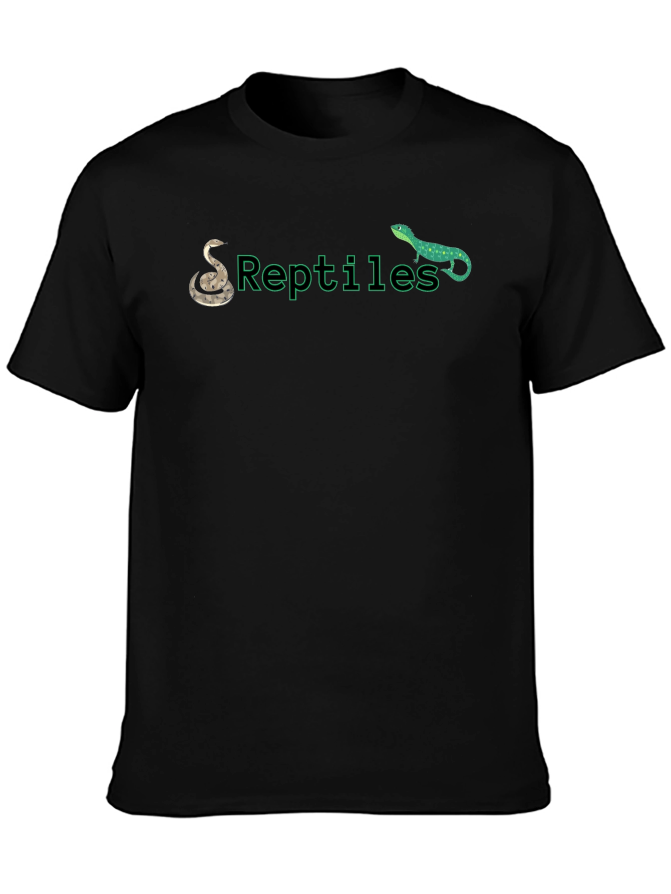 Black Reptiles Graphic Tee - Snake & Lizard Print T-Shirt view 3