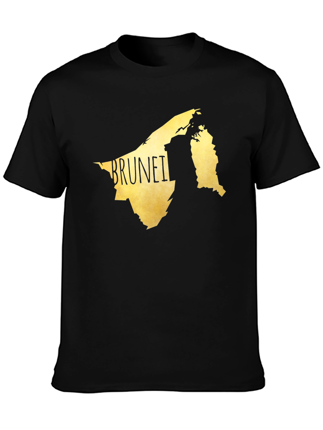 Black Brunei Map Graphic Tee - Black Cotton Casual T-Shirt view 3