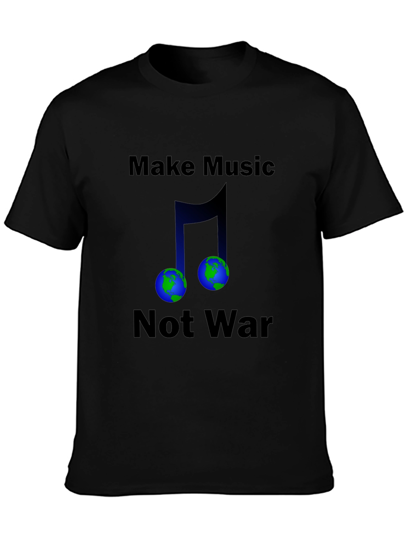 Black Make Music Not War Earth T-Shirt view 3