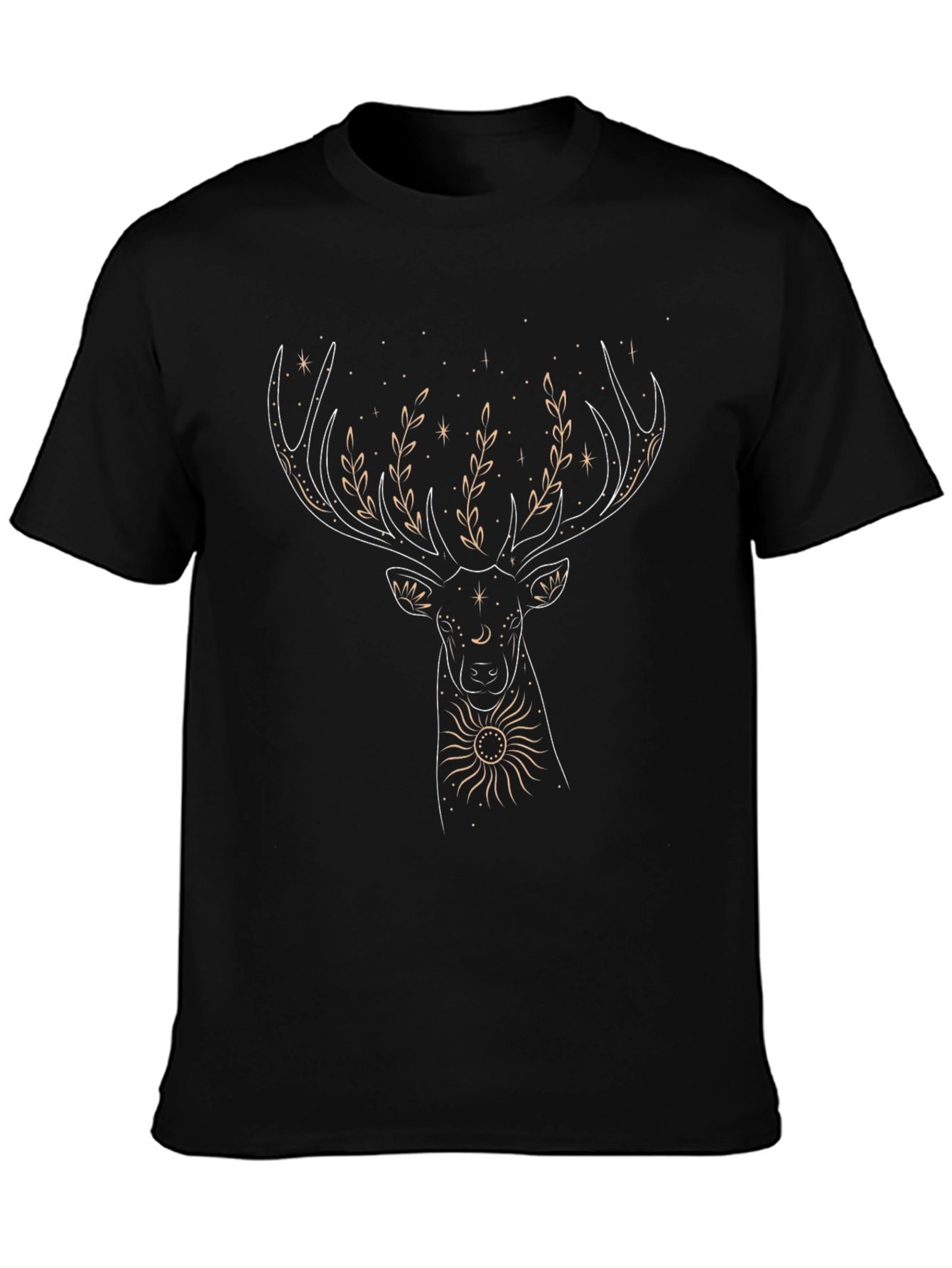 Black Celestial Deer Graphic Tee view 3