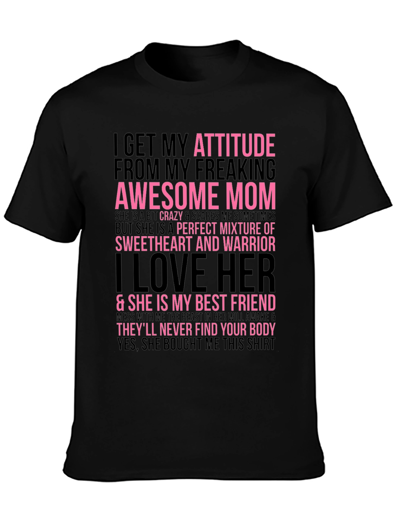 Black Awesome Mom Graphic Tee - Funny Slogan T-Shirt view 3