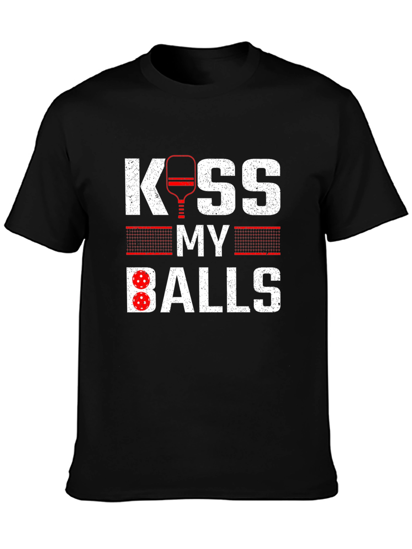 Black Kiss My Balls T-Shirt - Pickleball Humor view 3