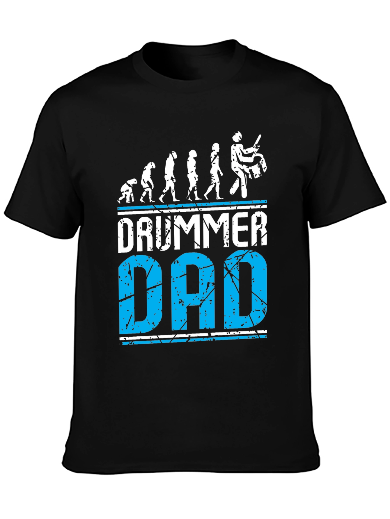 Black Drummer Dad Evolution Graphic Tee - Black Cotton T-Shirt view 3