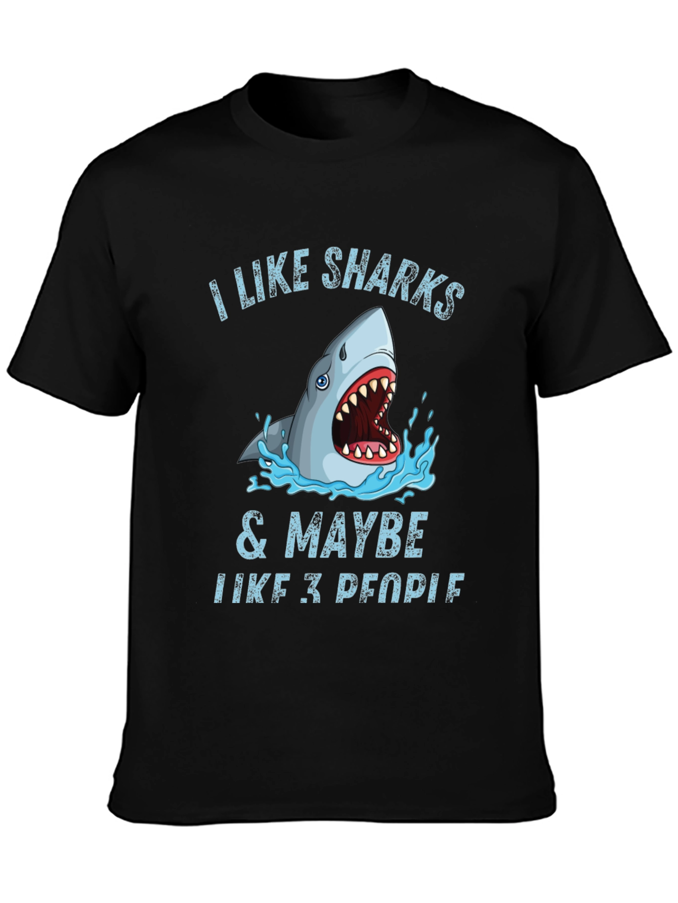 Black I Like Sharks & Maybe 3 People Graphic Tee view 3