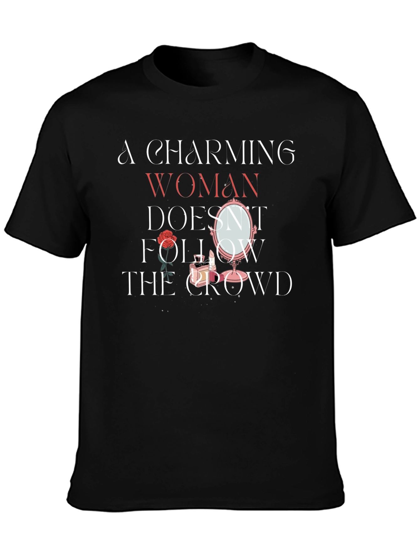 Black Charming Woman Graphic T-Shirt - Unique Design view 3