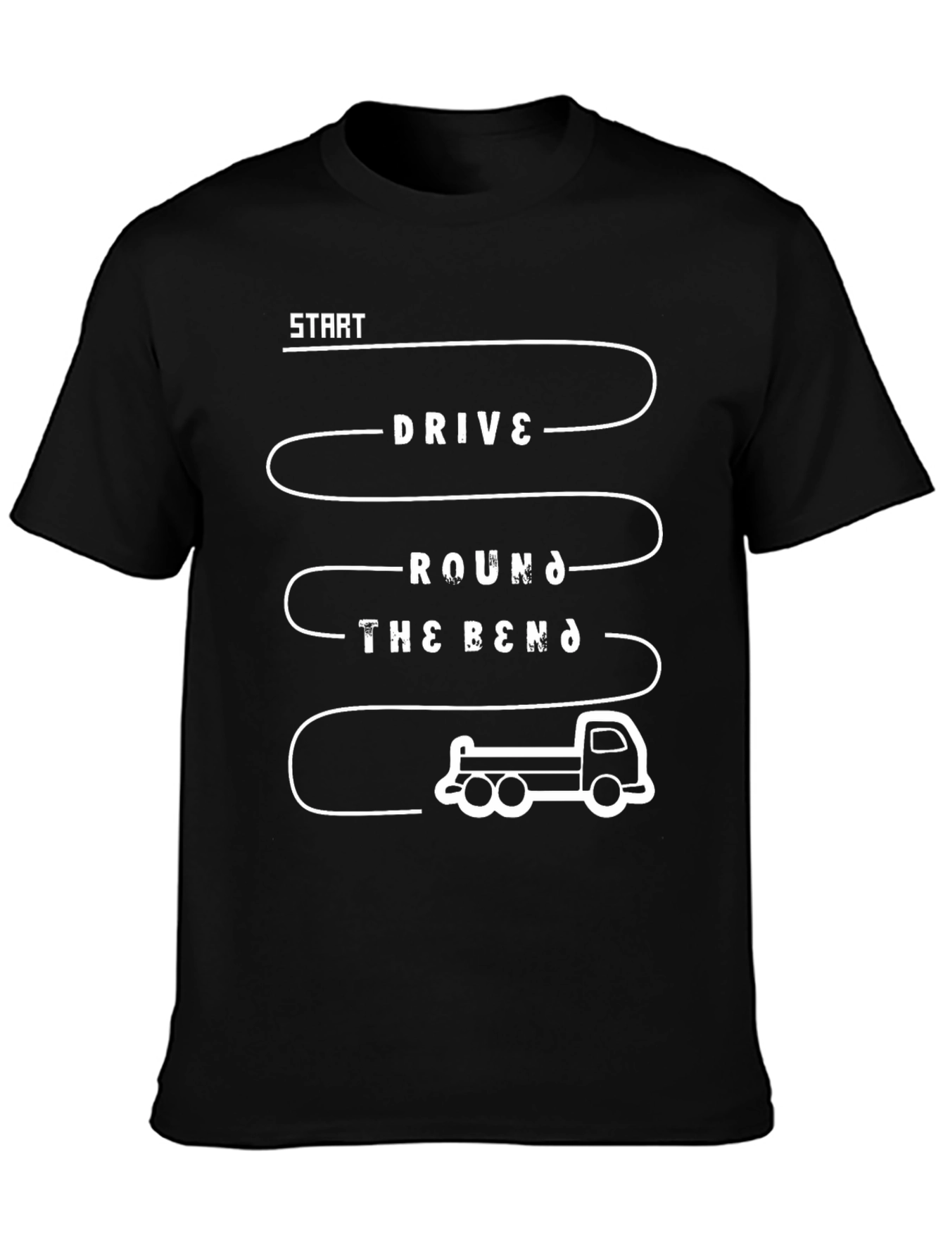 Black Drive Round the Bend Black Graphic T-Shirt view 3