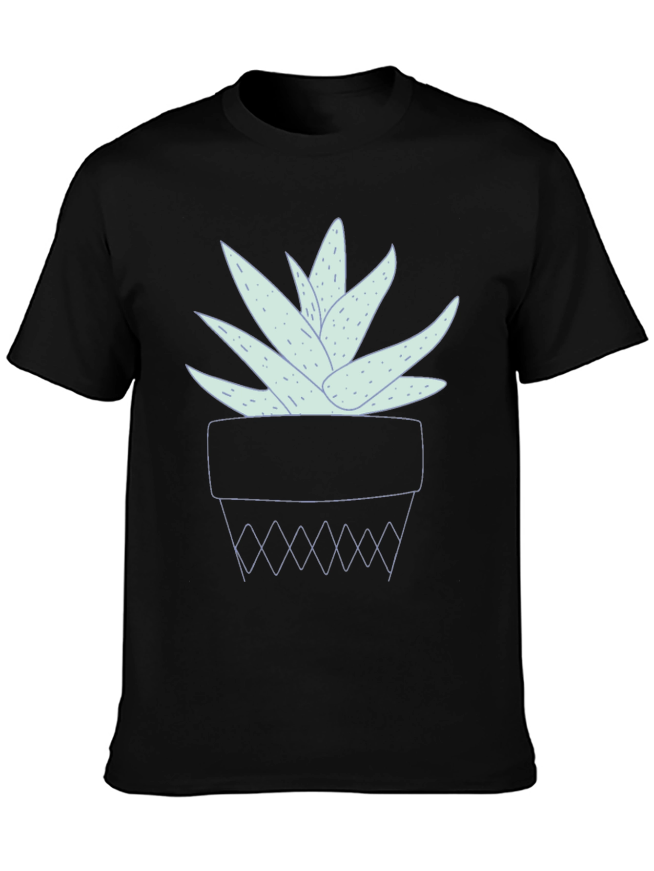 Black Aloe Vera Plant Graphic Tee - Black Casual Shirt view 3