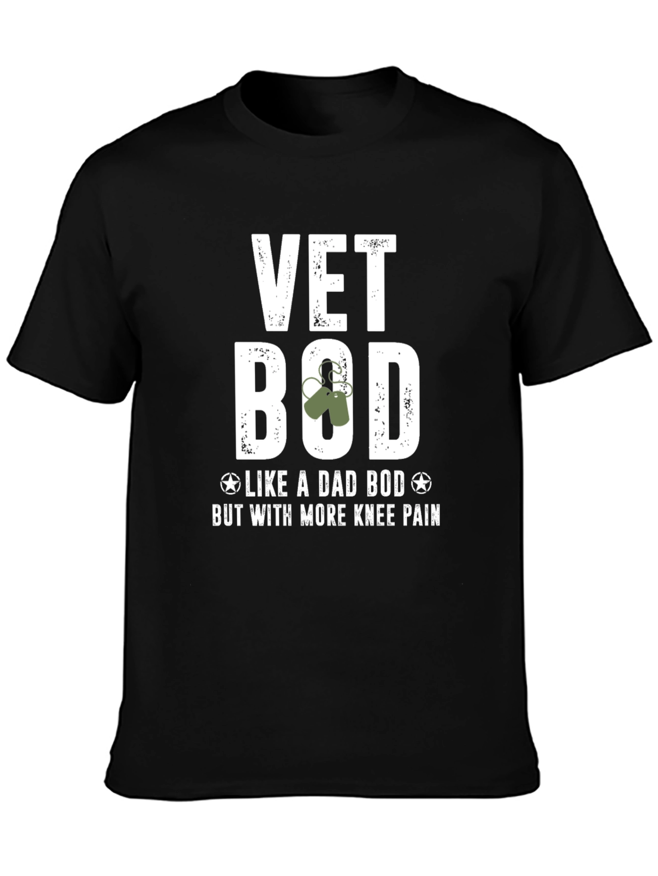 Black Vet Bod T-Shirt - Veteran Humor view 3