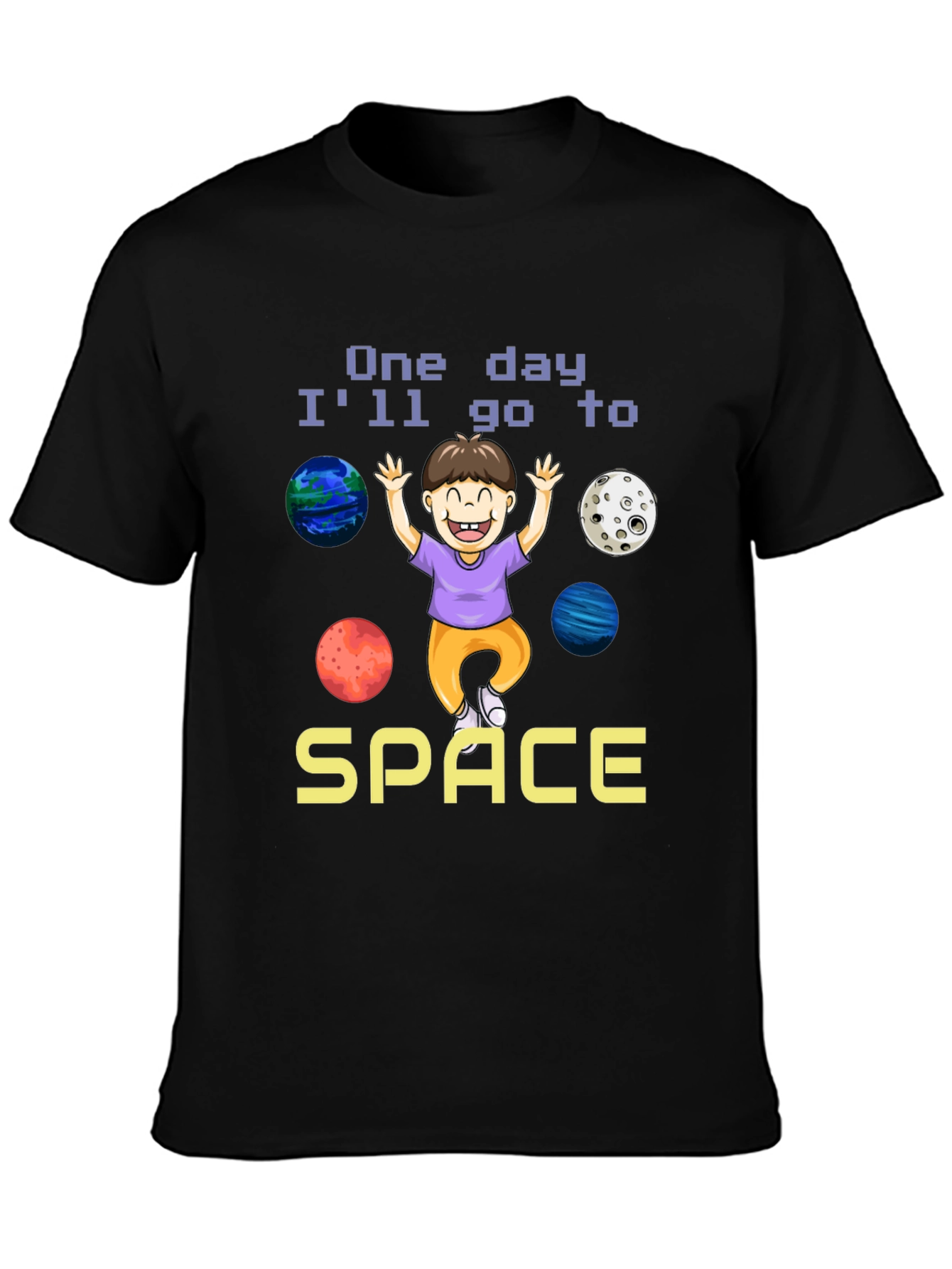 Black One Day I'll Go to Space T-Shirt view 3