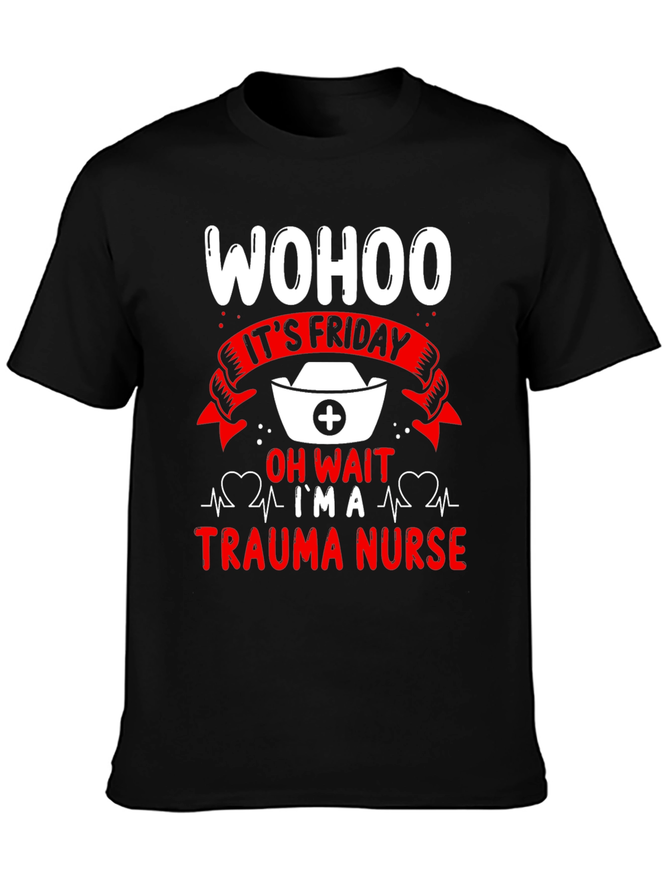 Black Trauma Nurse Friday T-Shirt view 3