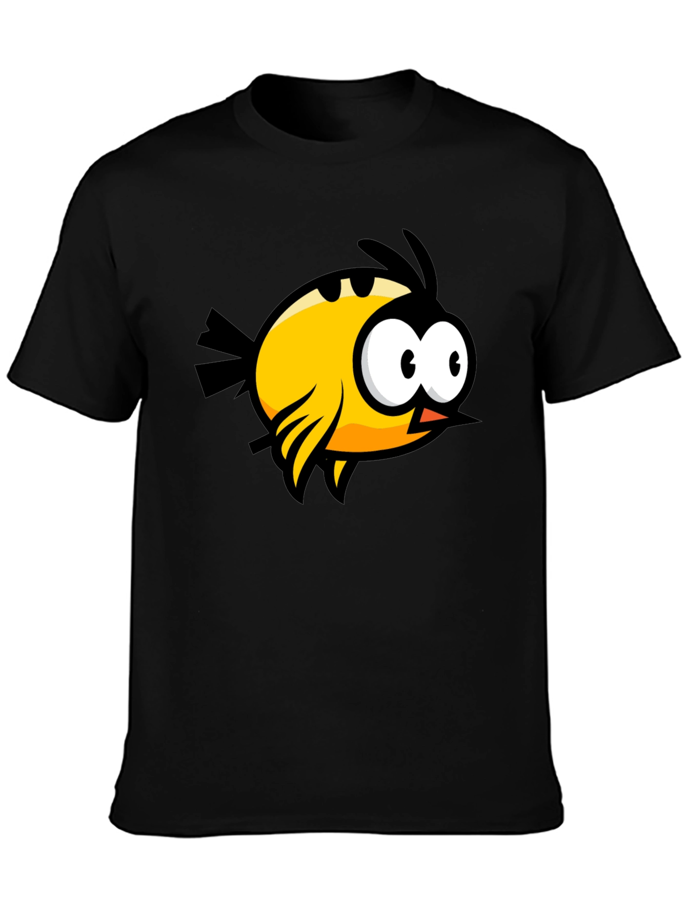 Black Cartoon Bird Graphic Black T-Shirt view 3
