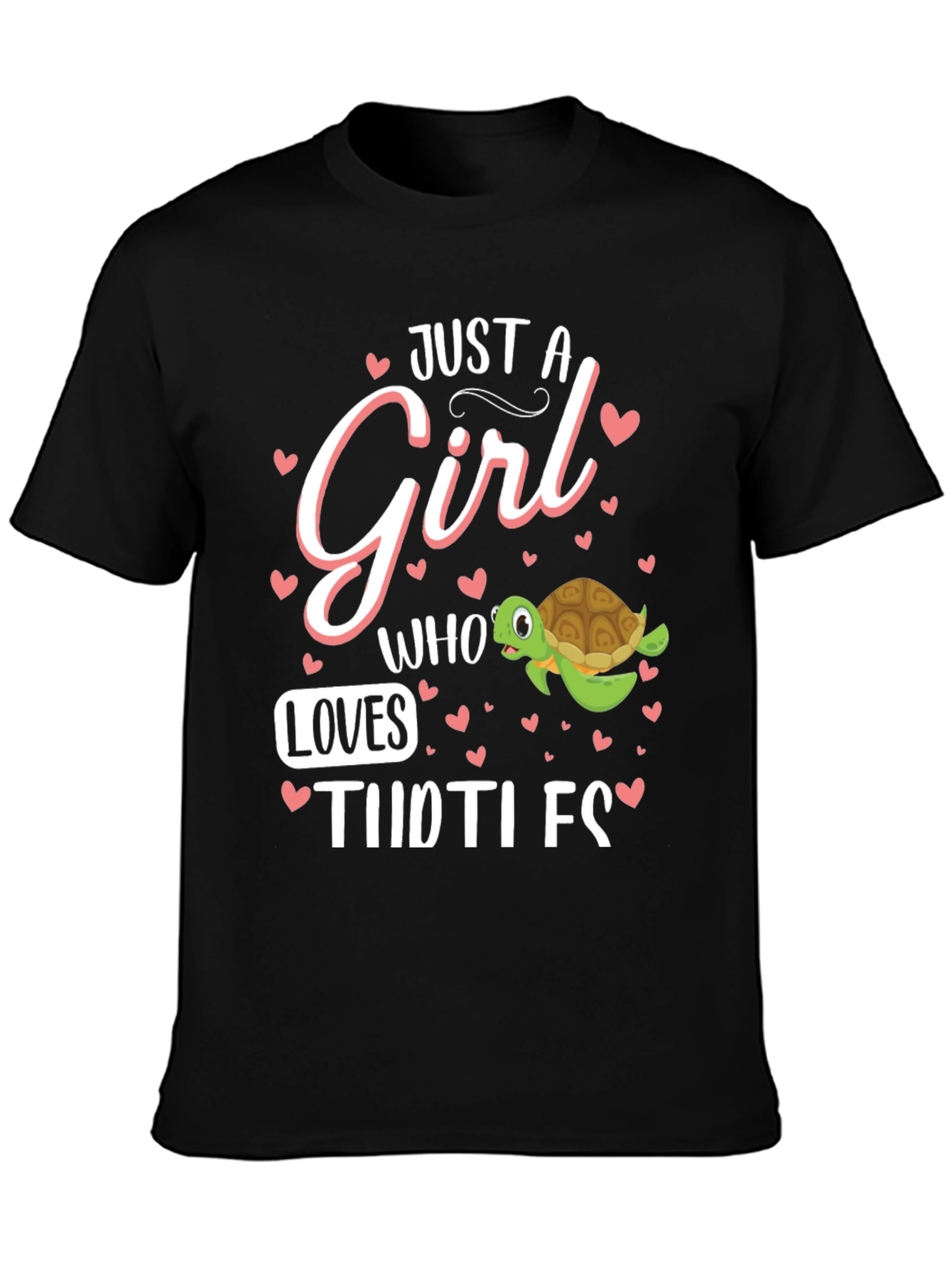 Black Just A Girl Who Loves Turtles T-Shirt view 3