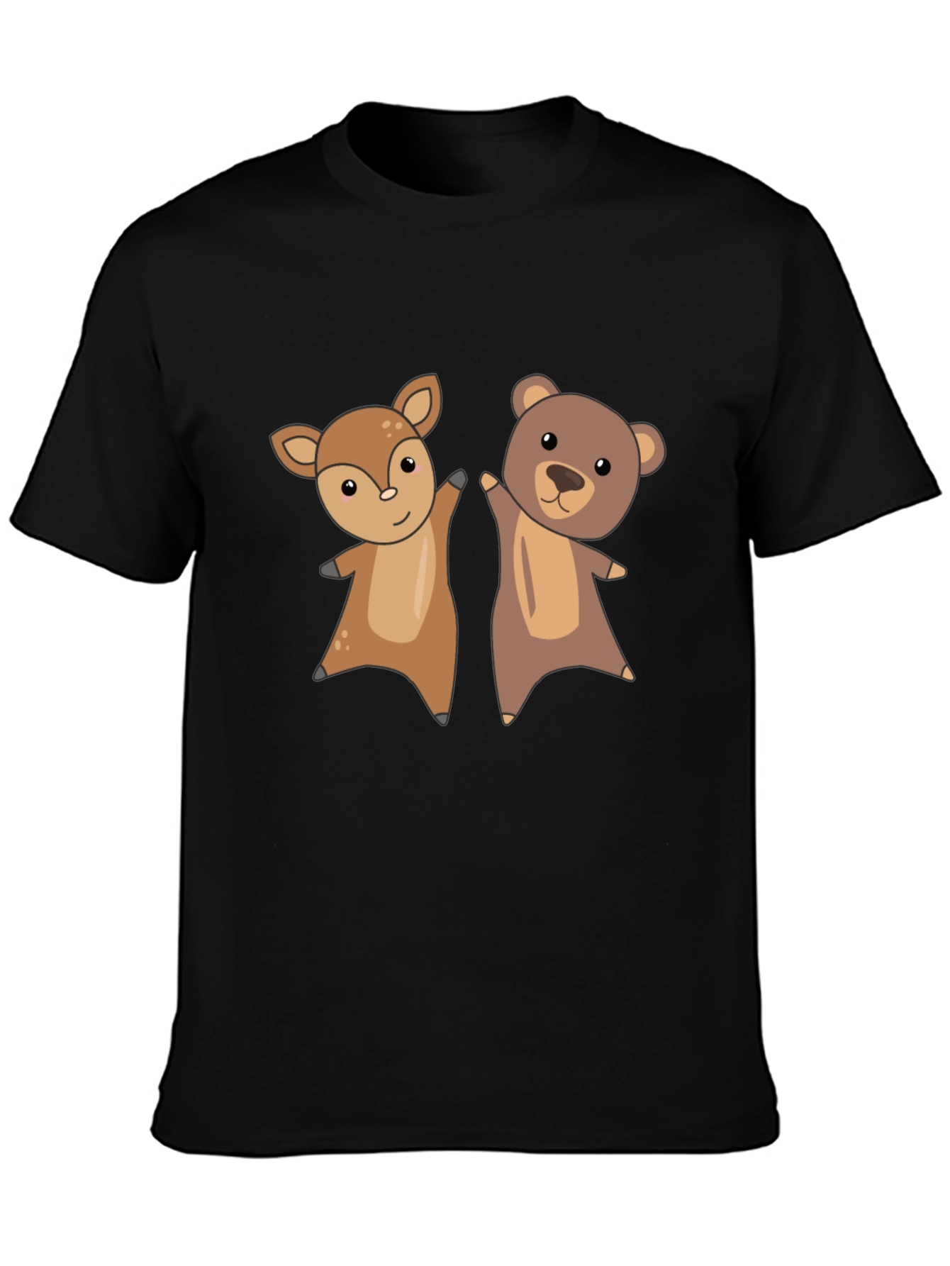 Black Cute Animal Cartoon Graphic T-Shirt view 3