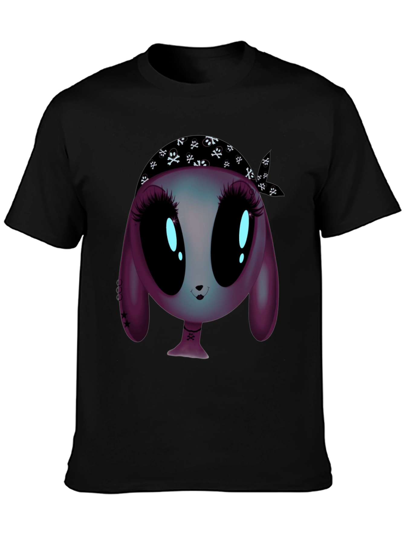 Black Alien Cartoon Graphic Tee - Unisex Black T-Shirt view 3