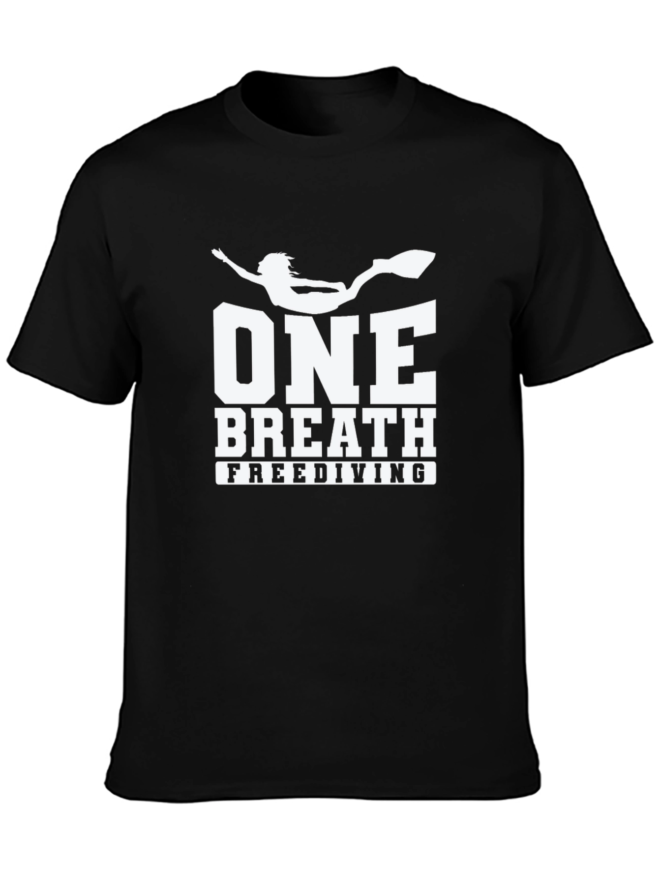 Black One Breath Freediving T-Shirt, Black Cotton Tee view 3