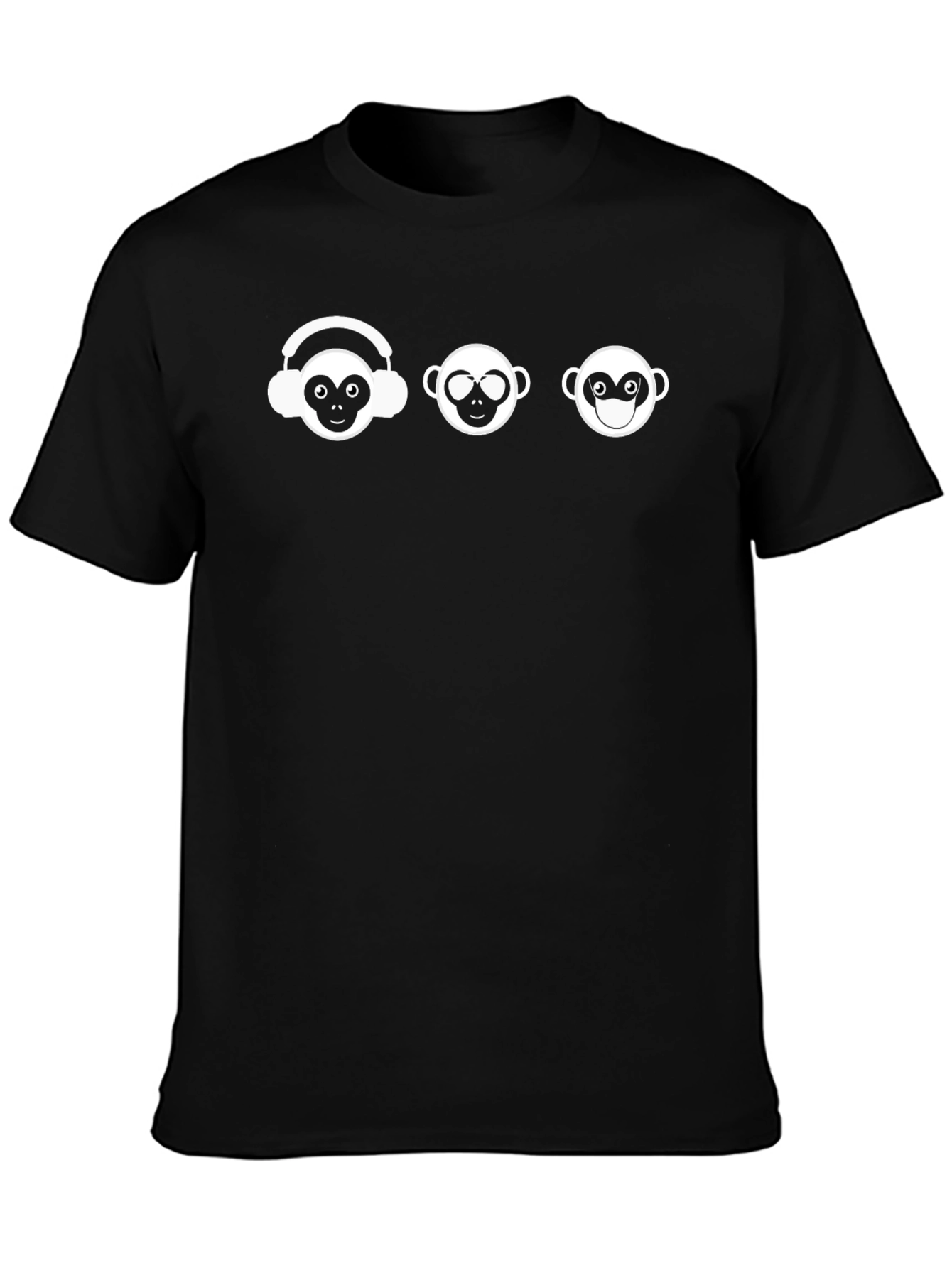 Black Three Wise Monkeys Graphic Tee - Black view 3