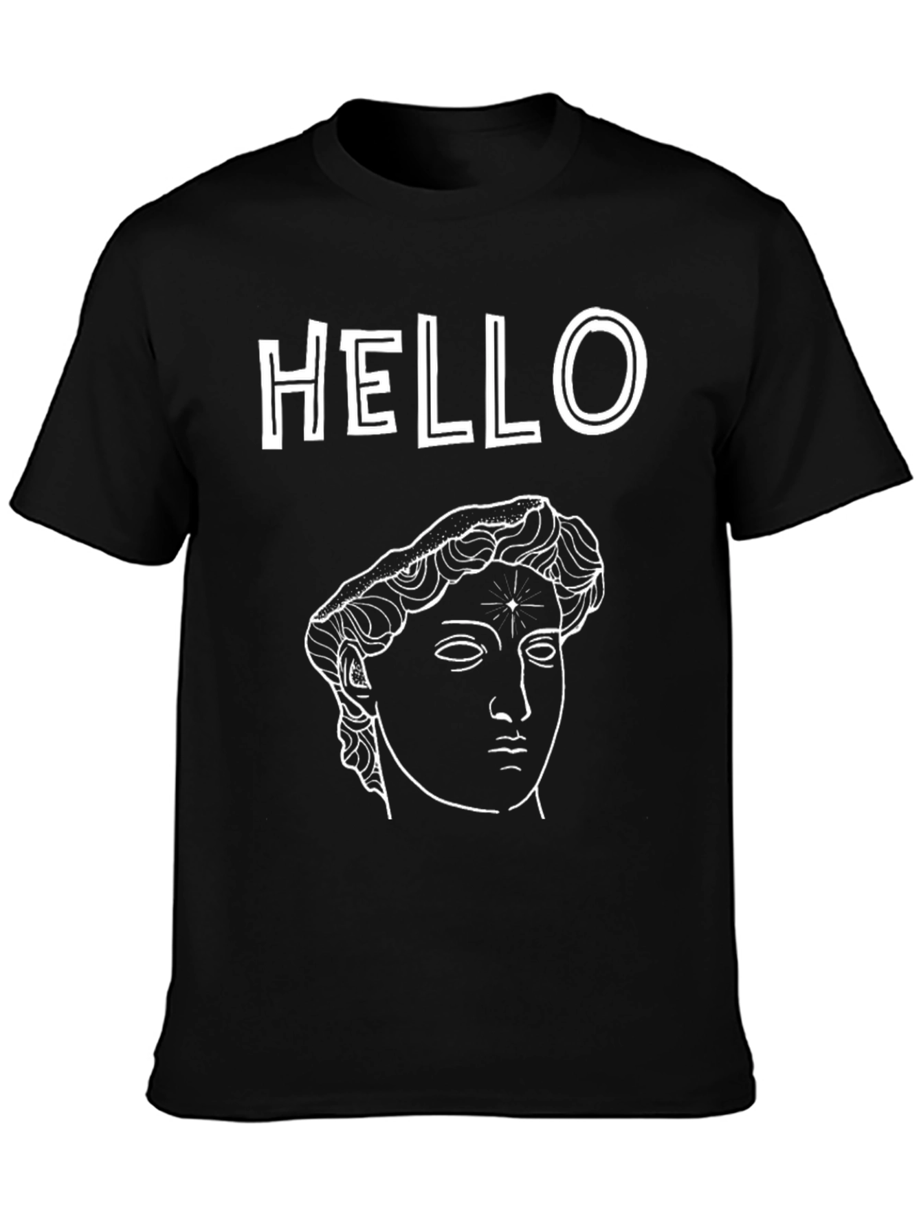 Black Hello Statue Graphic Tee - Trendy Black T-Shirt view 3