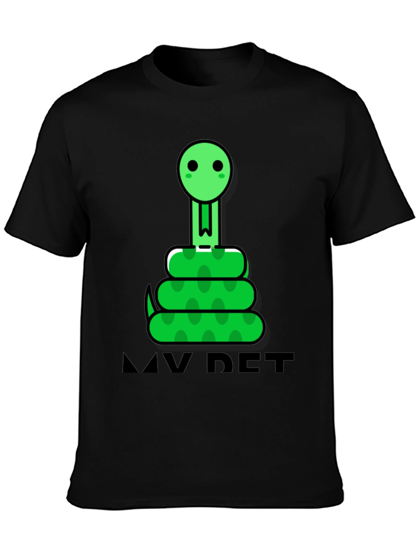Black Cute Cartoon Snake Graphic Tee - "My Pet" view 3