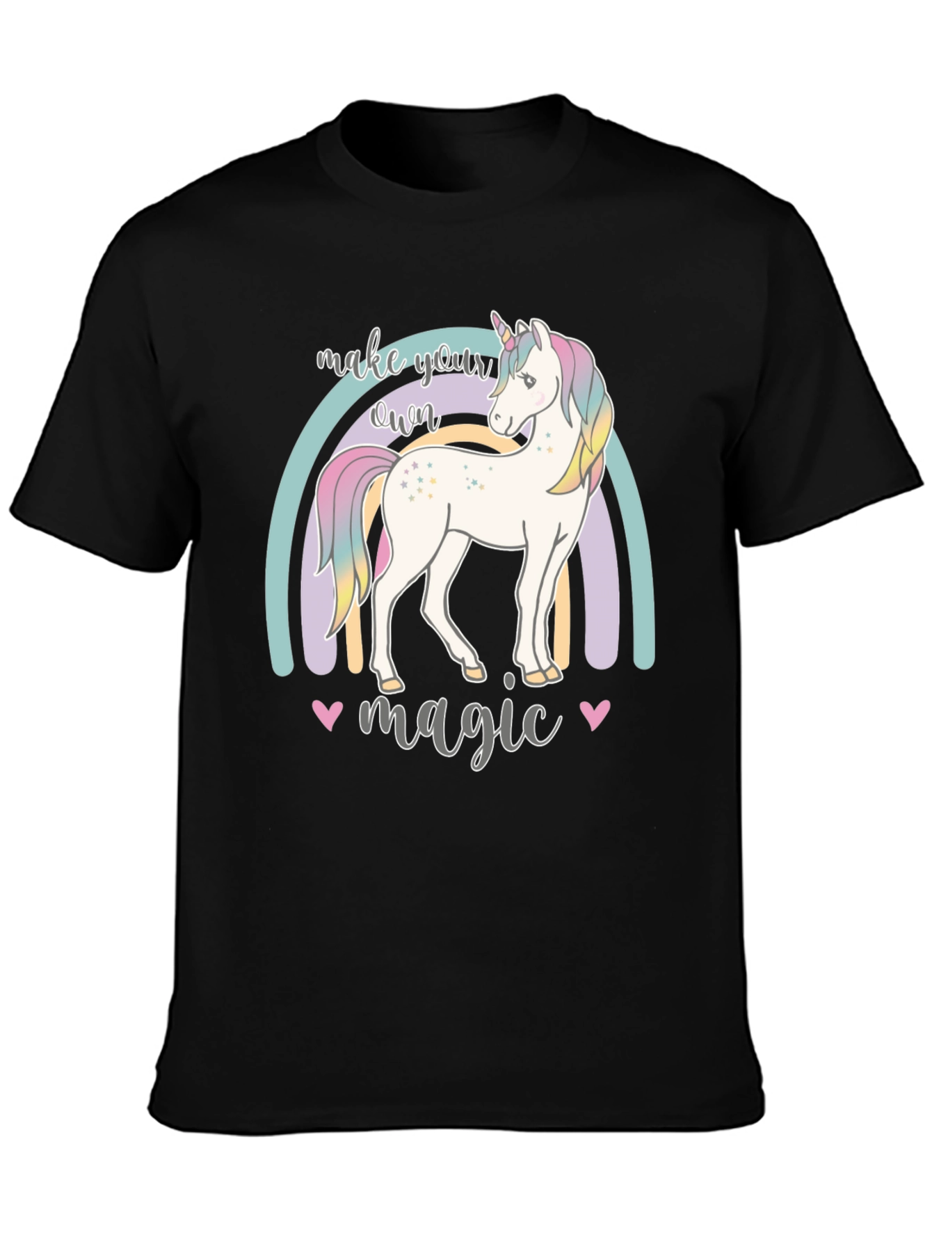 Black Make Your Own Magic Unicorn Graphic Tee view 3