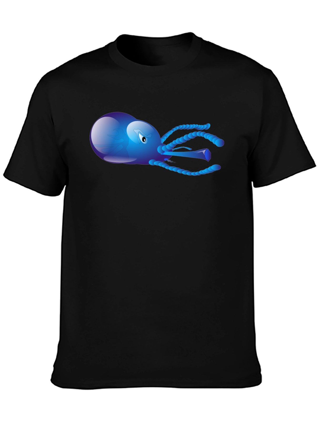 Black Blue Octopus Graphic Tee - Men's Black T-Shirt view 3