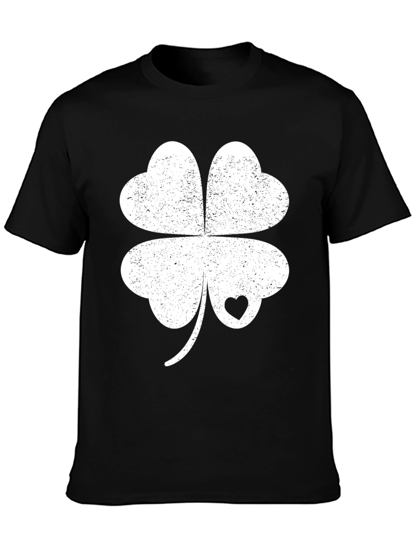 Black Lucky Four Leaf Clover T-Shirt - St. Patrick's Day Tee view 3