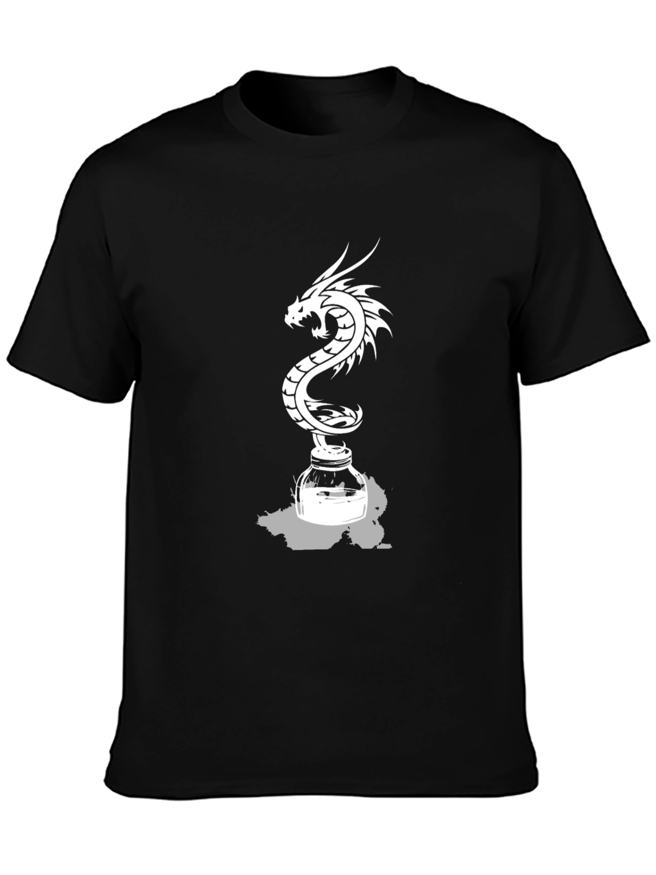 Black Dragon Inkwell Graphic Tee - Black Cotton Blend view 3