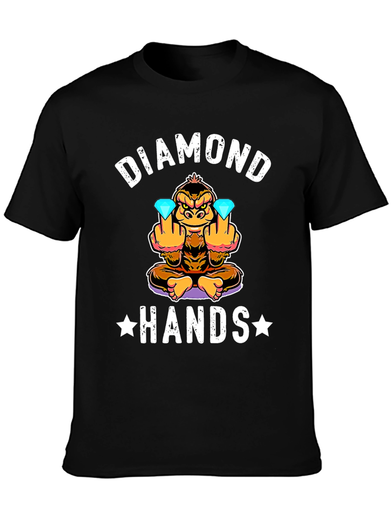 Black Diamond Hands Funny Monkey T-Shirt view 3
