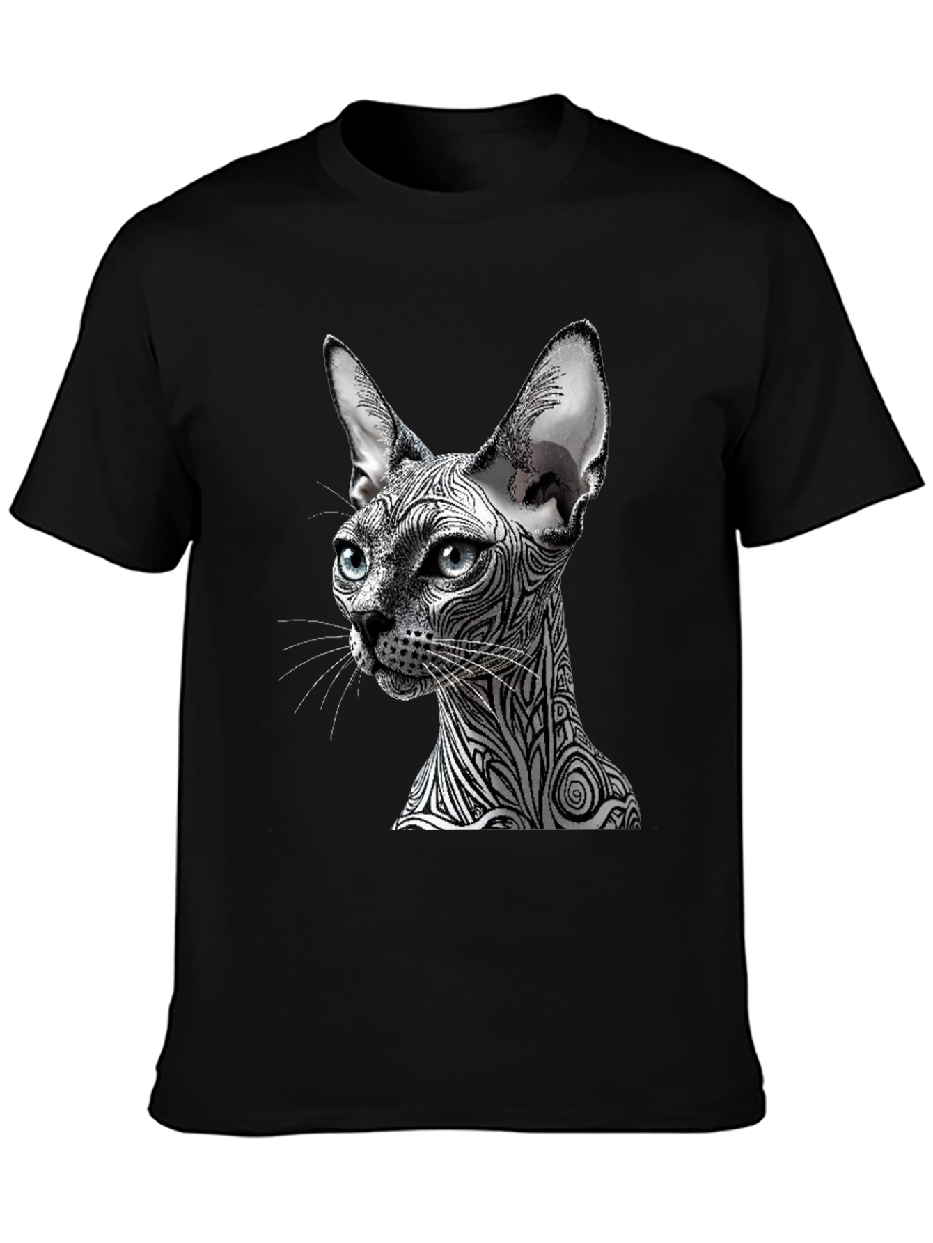 Black Unique Cat Graphic T-Shirt - Stylish Black Tee view 3