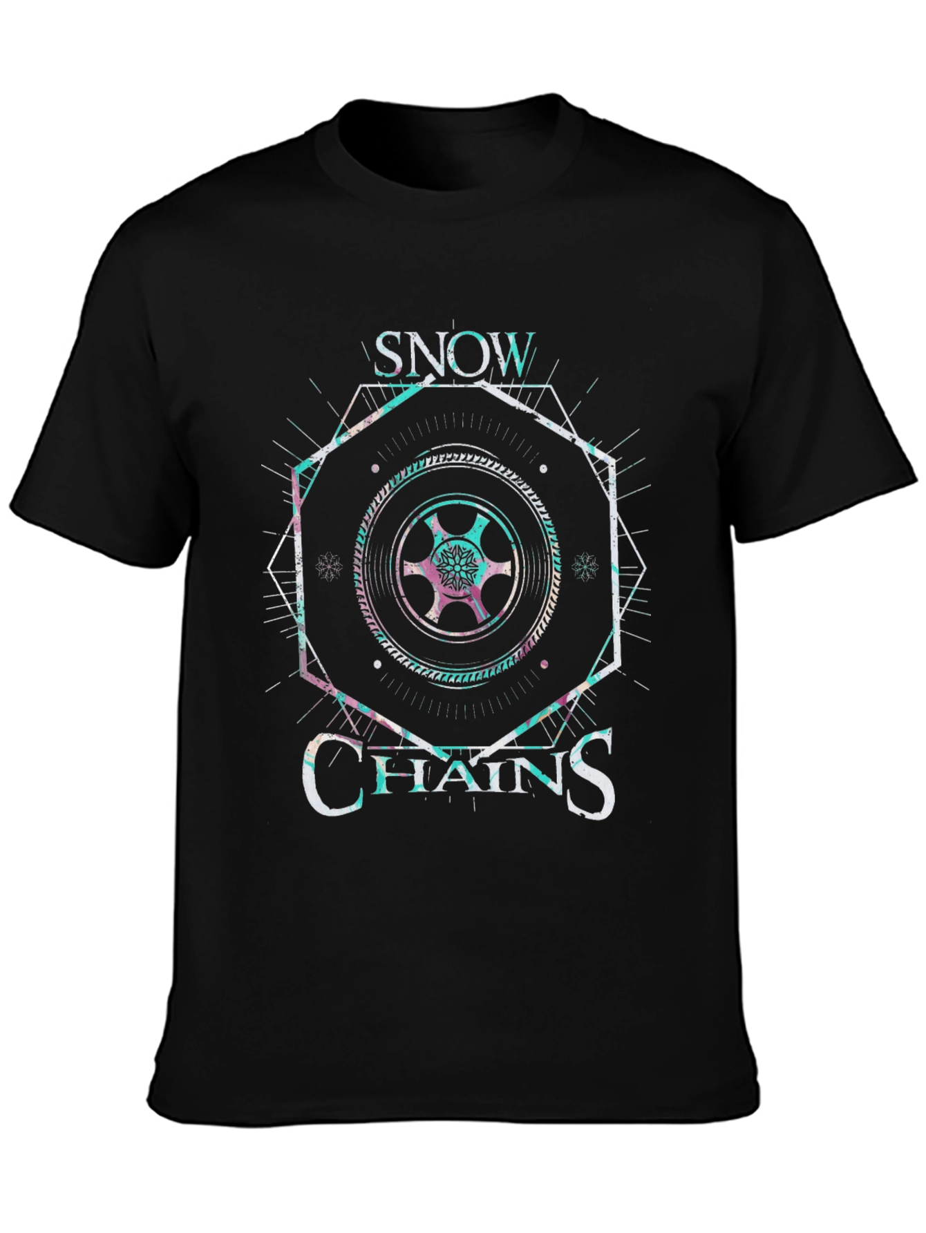 Black Snow Chains Graphic Tee - Unique Design, Comfortable Fit view 3