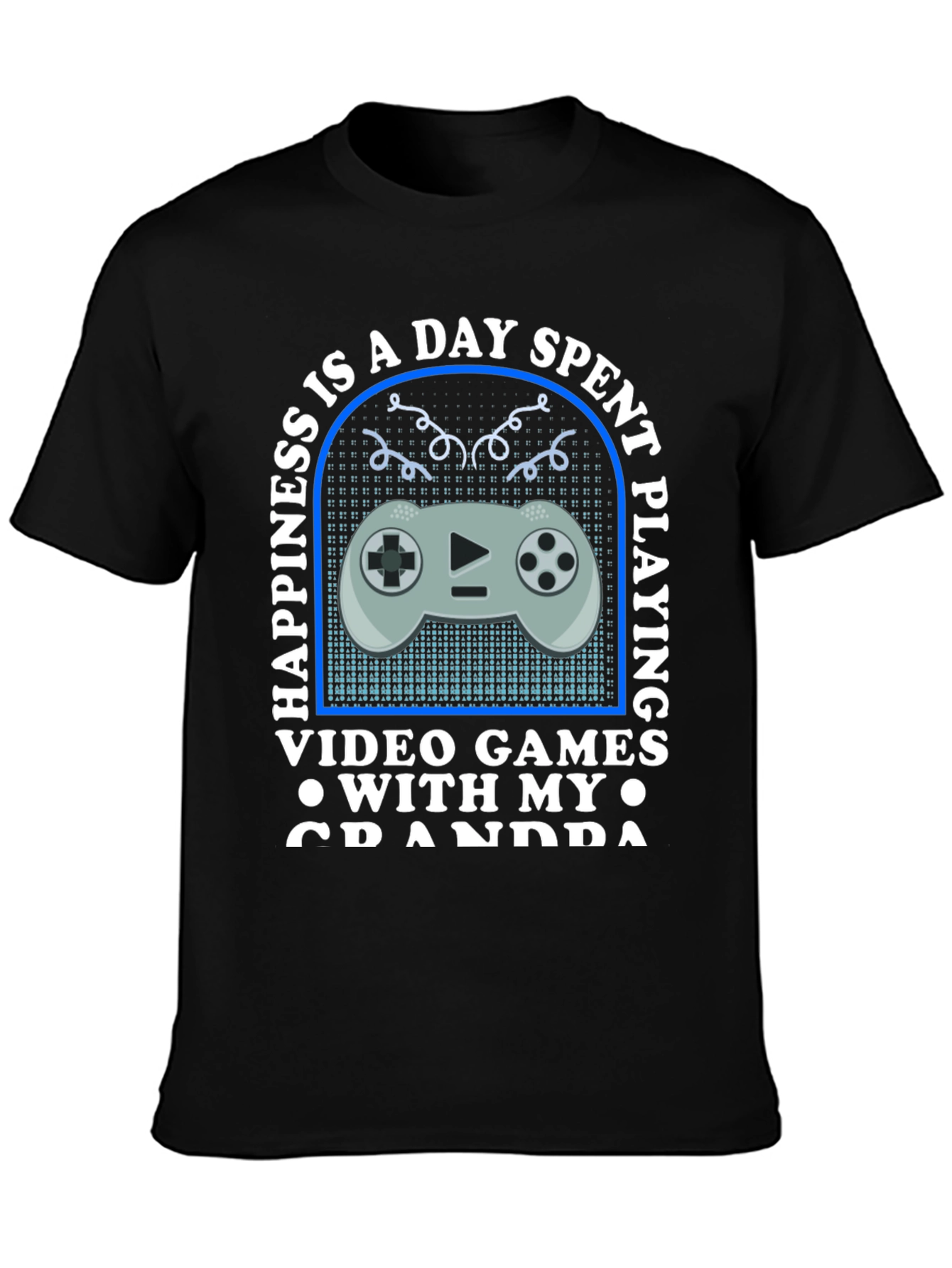 Black Gaming Grandpa T-Shirt - Happiness is a Day Spent Playing view 3