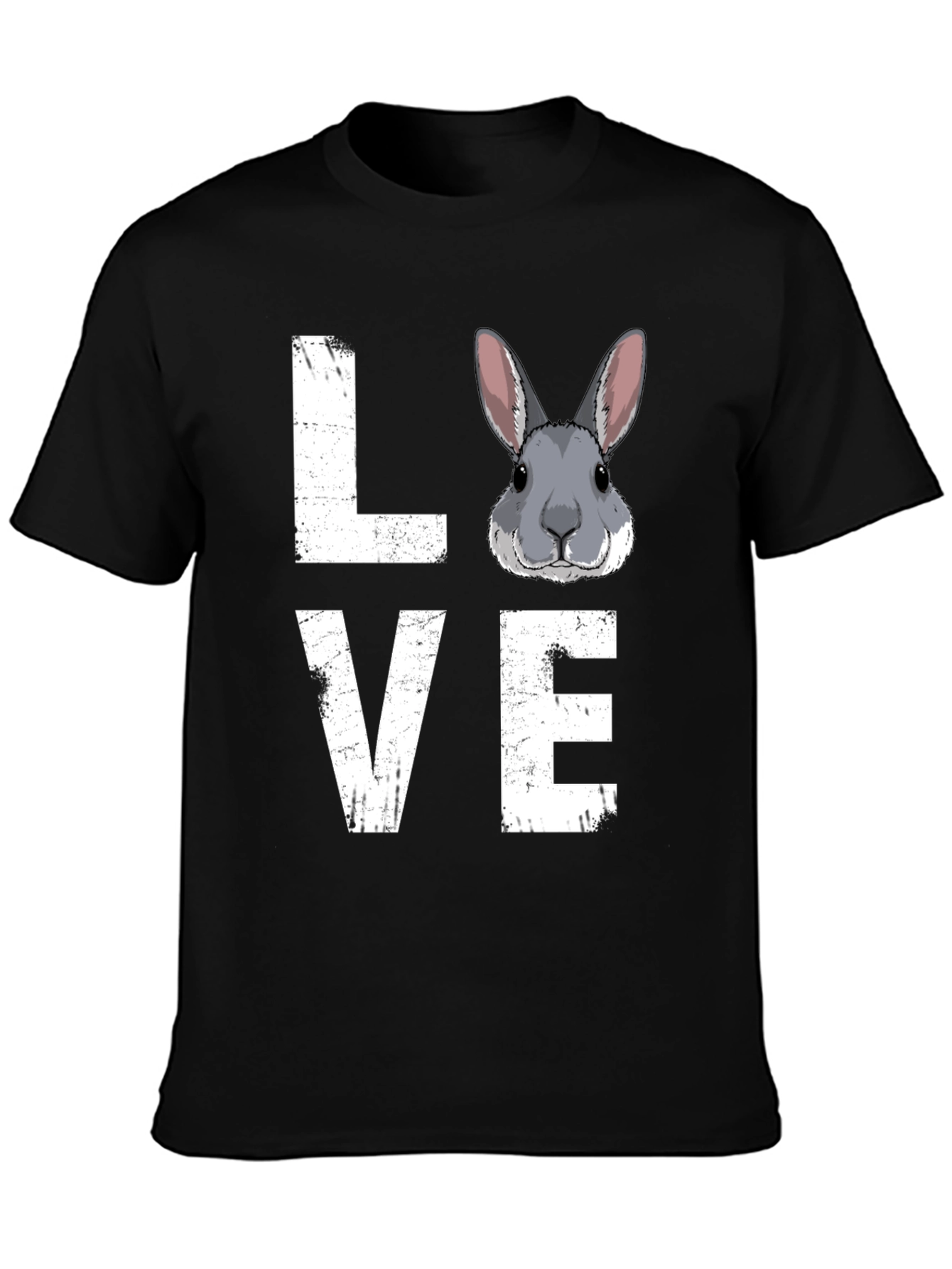 Black Love Rabbit Graphic Print T-Shirt view 3